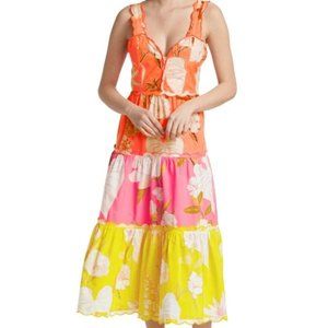 Farm Rio Mixed Neon Garden Midi Dress